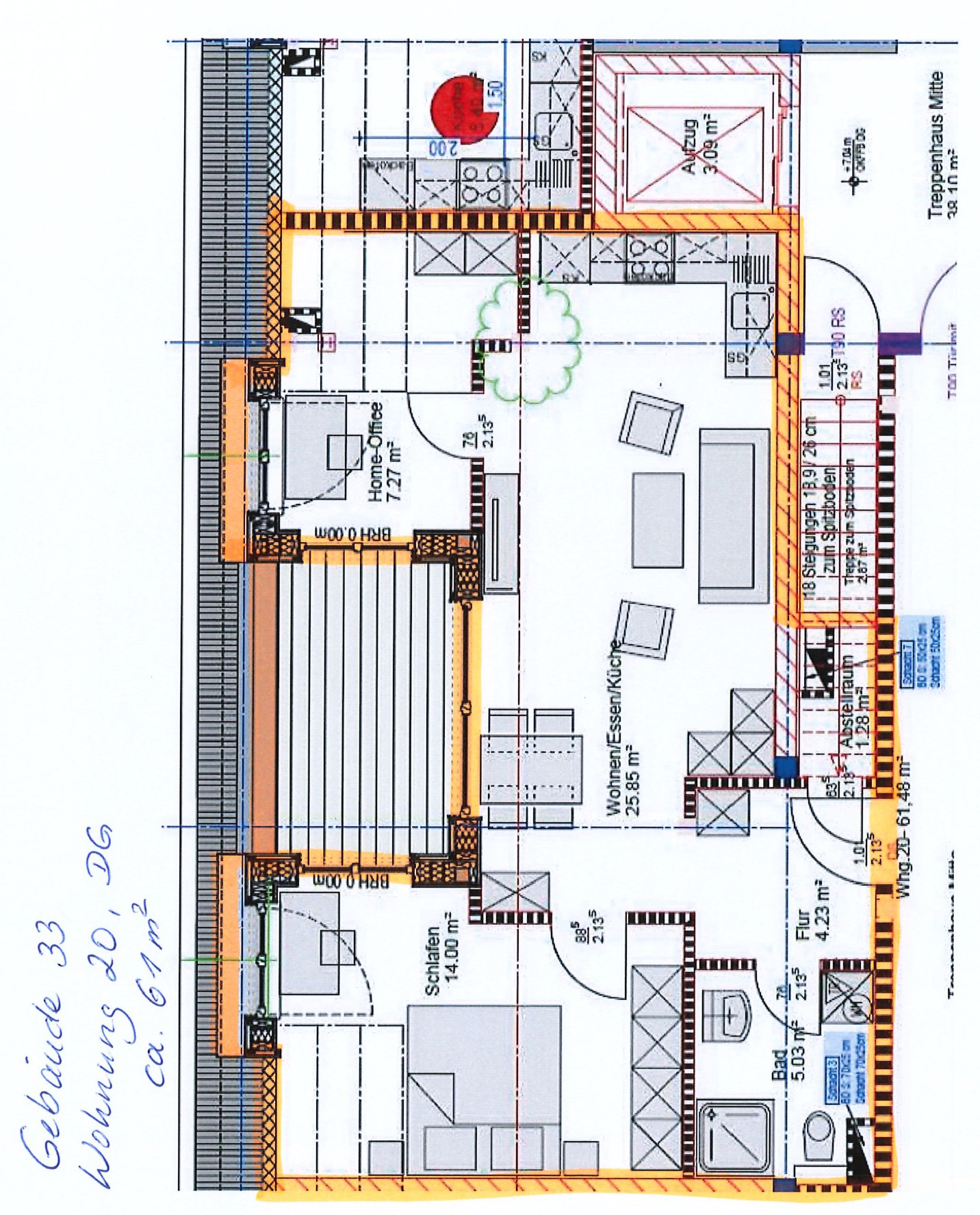 Grundriss HQ Geb 33 DG WHG 23