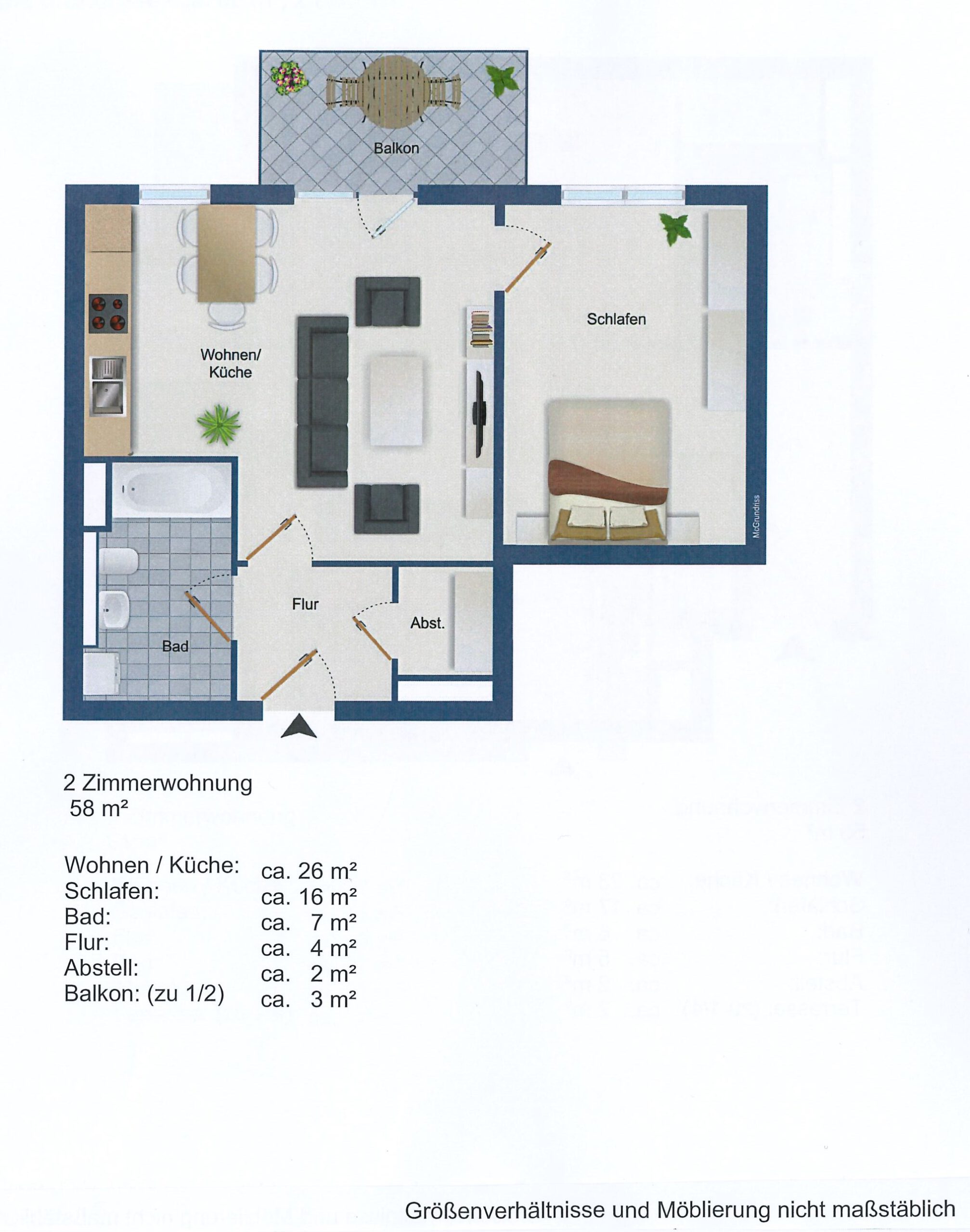 58m²